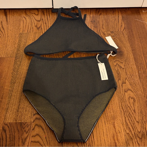 ARQ Other - ARQ Giulia Swim Halter and Zan Bottoms Black & Olive Bikini New with Tags